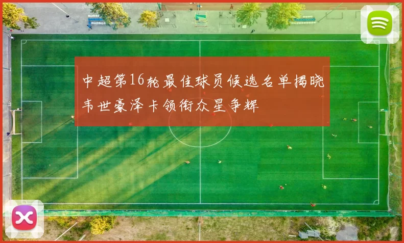 中超第16轮最佳球员候选名单揭晓韦世豪泽卡领衔众星争辉